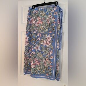 NWOT Max Studio Blue Floral Faux Wrap Maxi Skirt, XL